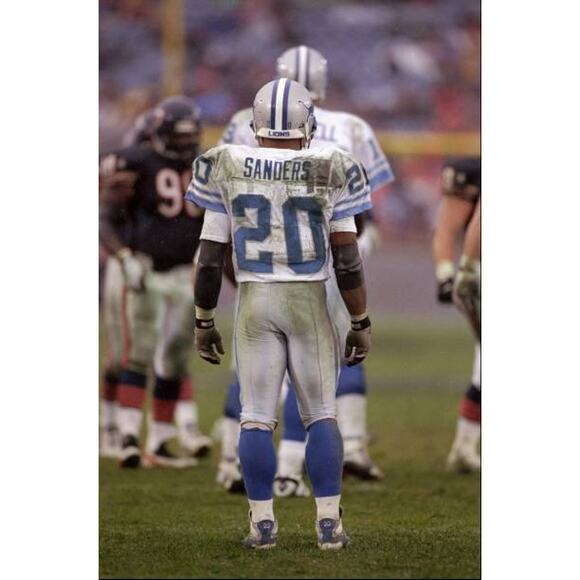 Barry SANDERS 90s Detroit Lions STARTER Reversible jersey XL blue white NFL vtg - Picture 5 of 16